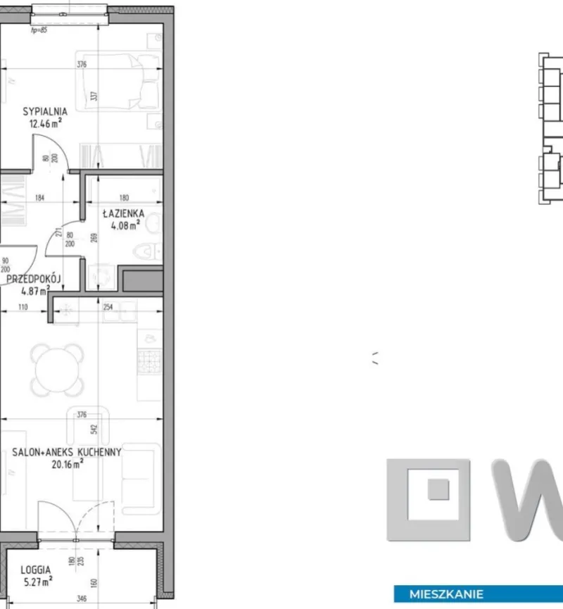 Mieszkanie na  sprzedaż Lublin - Mieszkanie 41,57 m2, loggia, Wrotków, Lublin